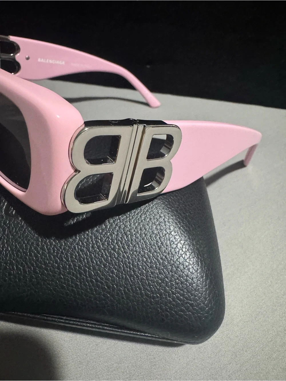 Balenciaga Pink Narrow Oval Women's Sunglasses with Silver Temple Accents